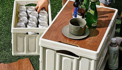 스토리지 테이블 겸용 캠핑 우드 폴딩박스